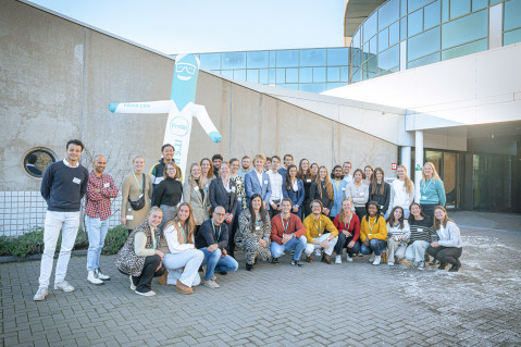 A group of students outside the ProQR office